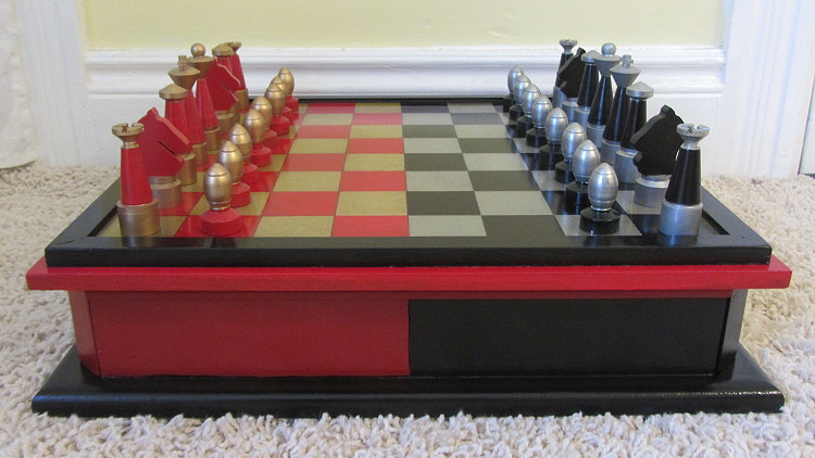 Hand Crafted Double Nickel Chess Ensemble by Woodward Woodworks